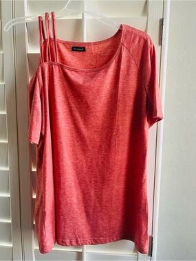 PGANDS Coral Cold-Shoulder Tank Top with Double-Strap Detail